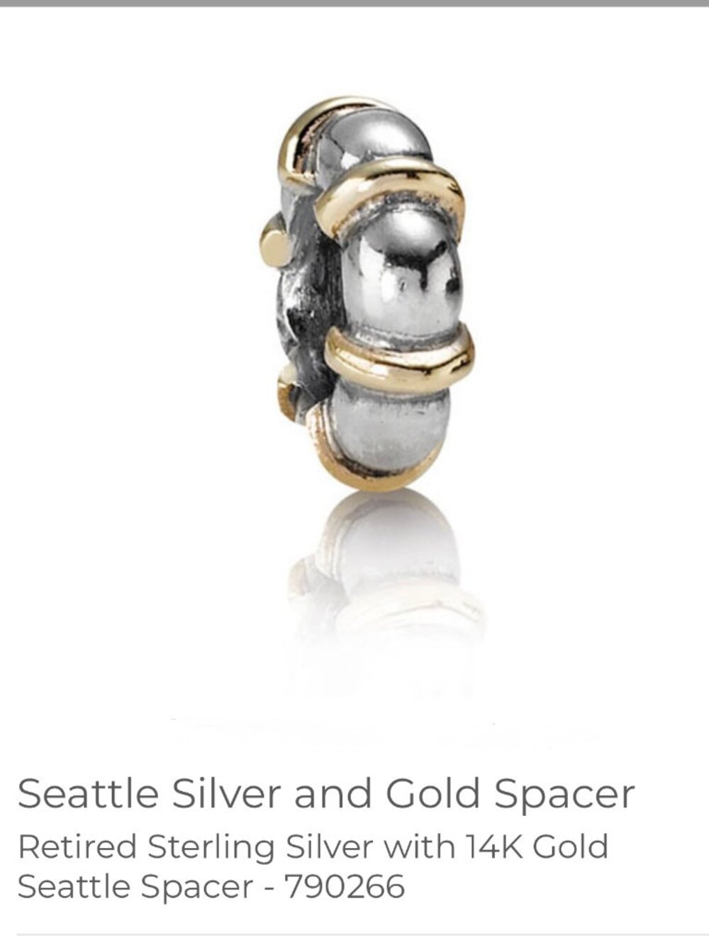 Pandora Seattle Silver & 14k Gold Spacer - RETIRED 790266